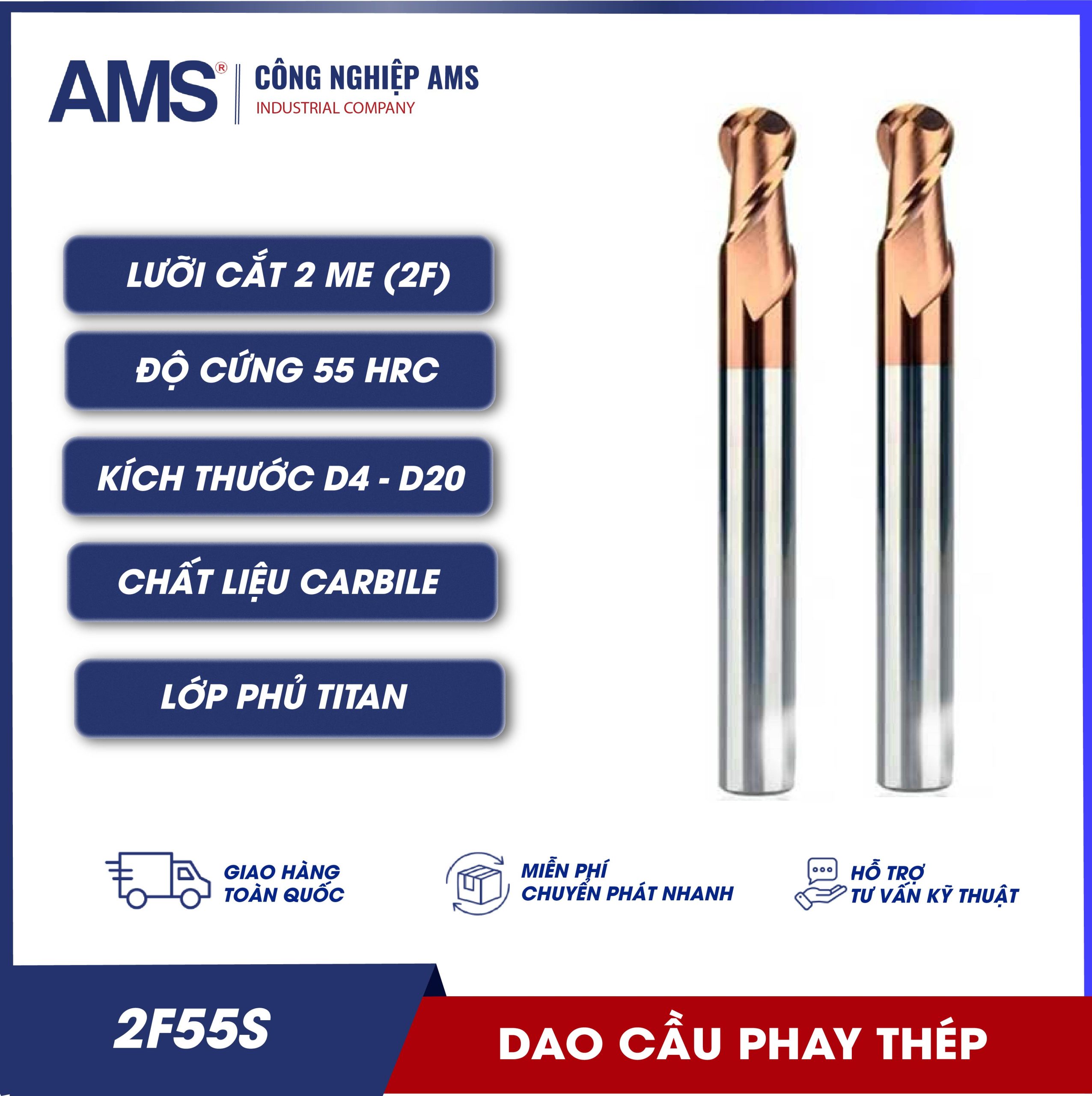 Dao cầu phay thép 2 me