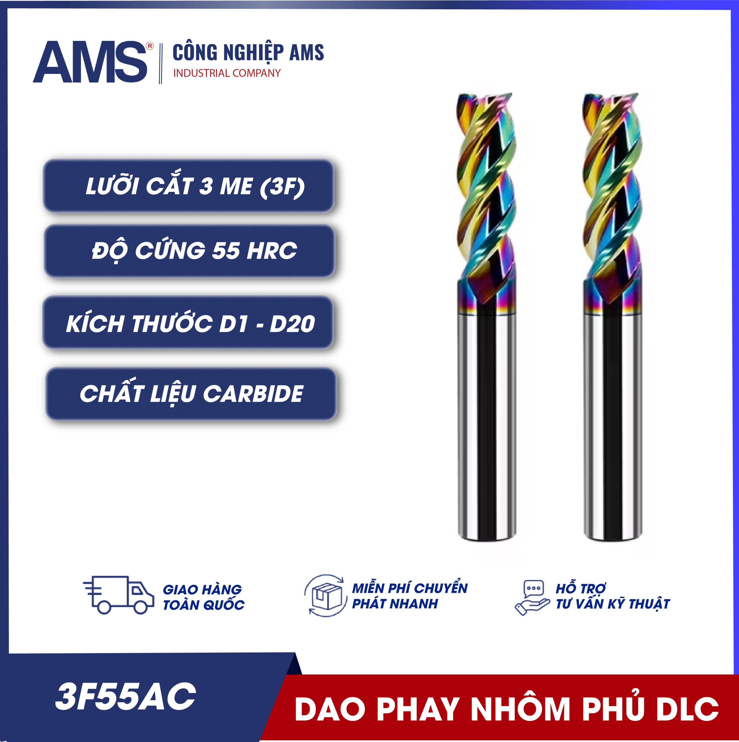 Dao phay nhôm có phủ DLC-03