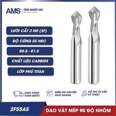 Dao mũi vát mép 2F 90 độ gia công nhôm