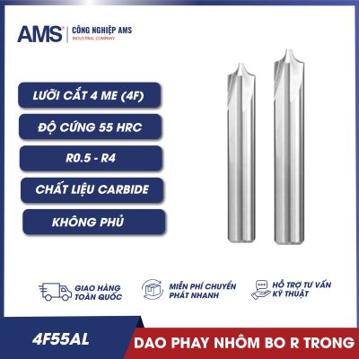 Dao phay ngón trụ cổ dài chuyên nhôm 2F, 3F, 4F 55HRC